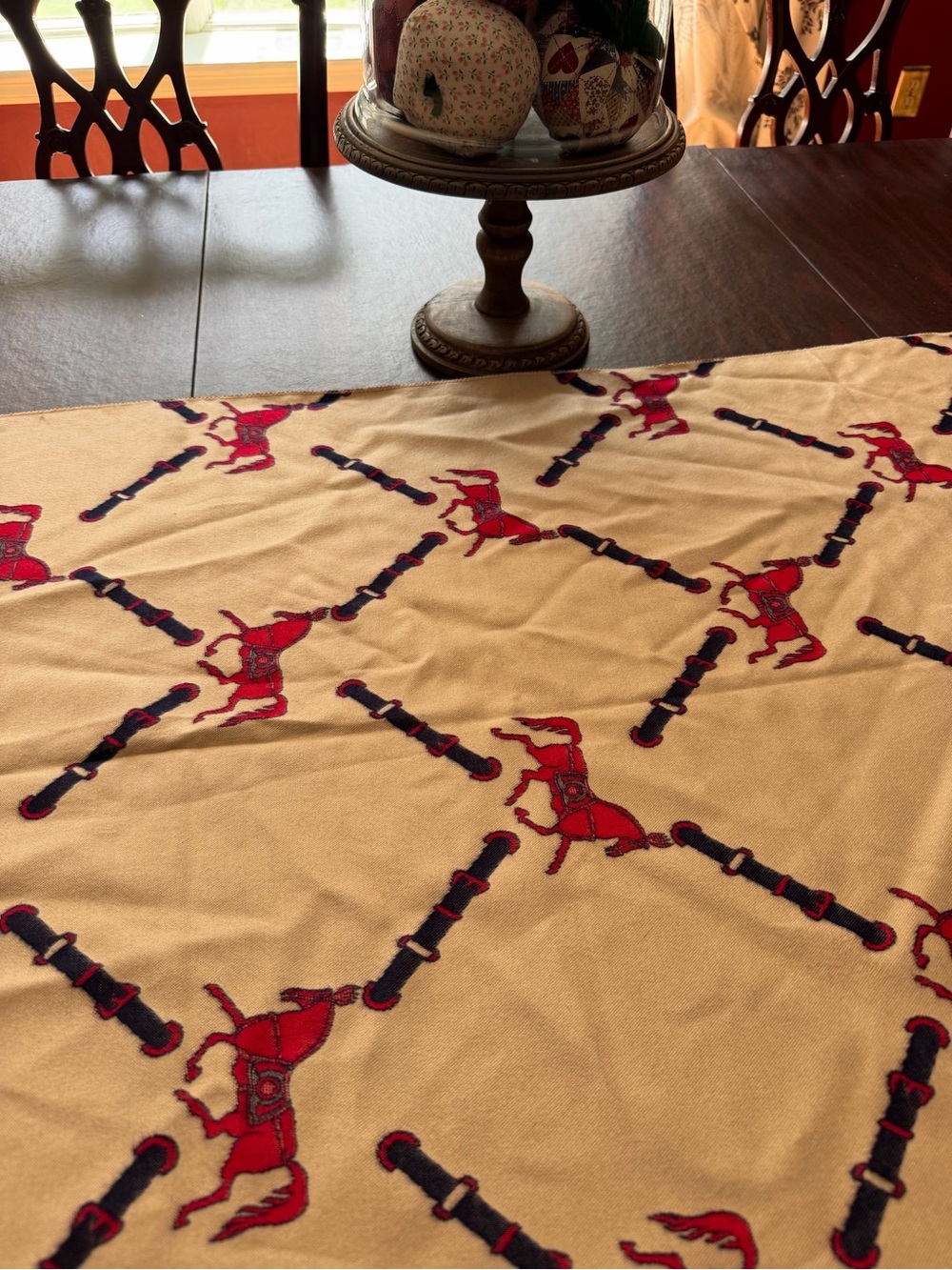 Beige and Red Equestrian scarf - Picture 10 of 10